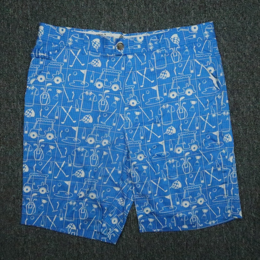 Royal & Awesome Shorts Mens 38 Blue White Best Laid Plans Golf Chino